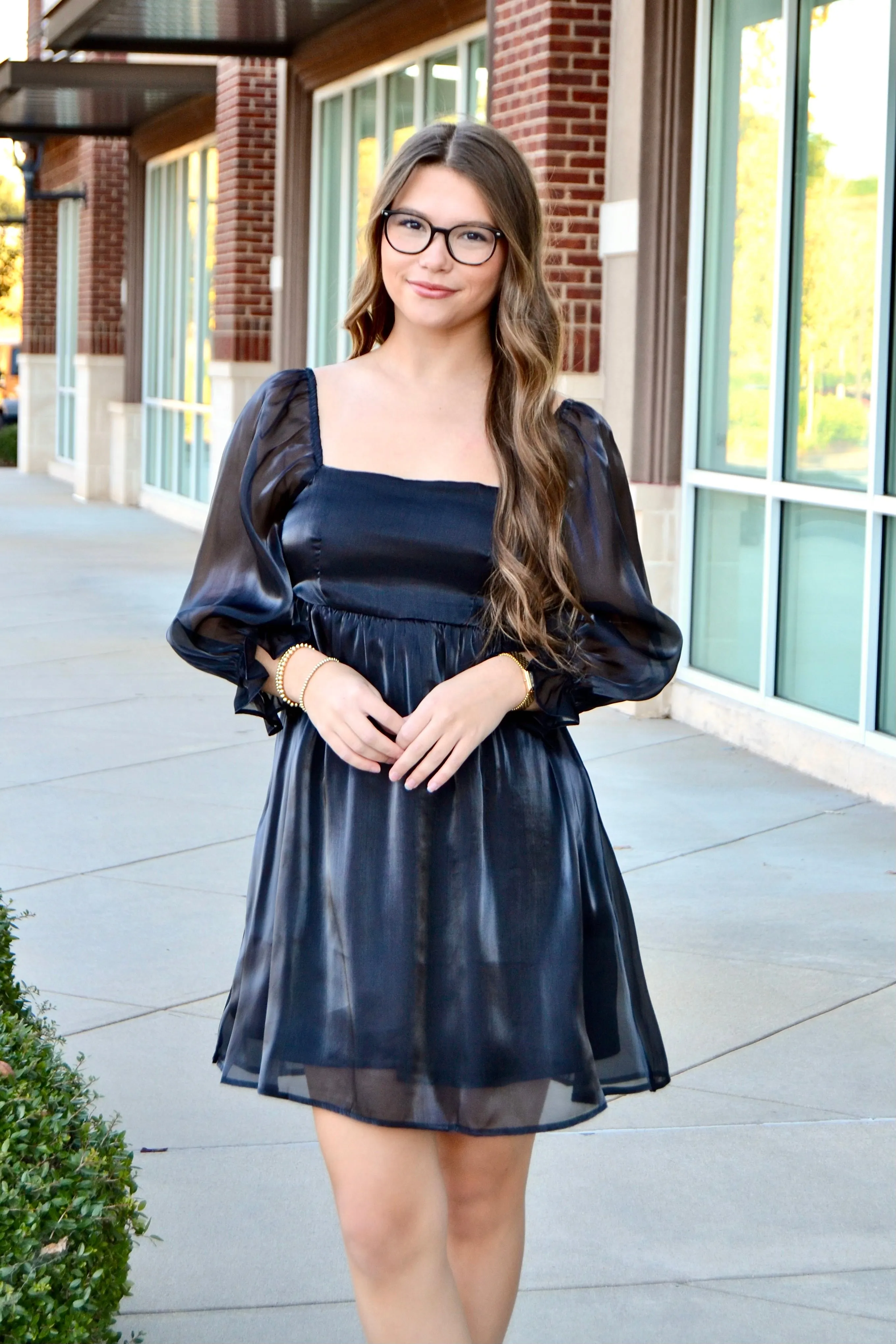 Shimmer satin babydoll dress