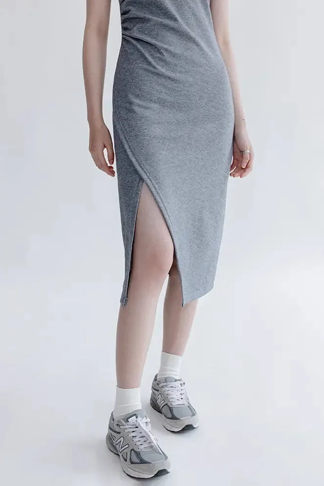 Side Slit Polo Shirt Dress