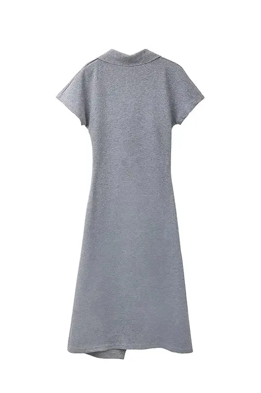 Side Slit Polo Shirt Dress