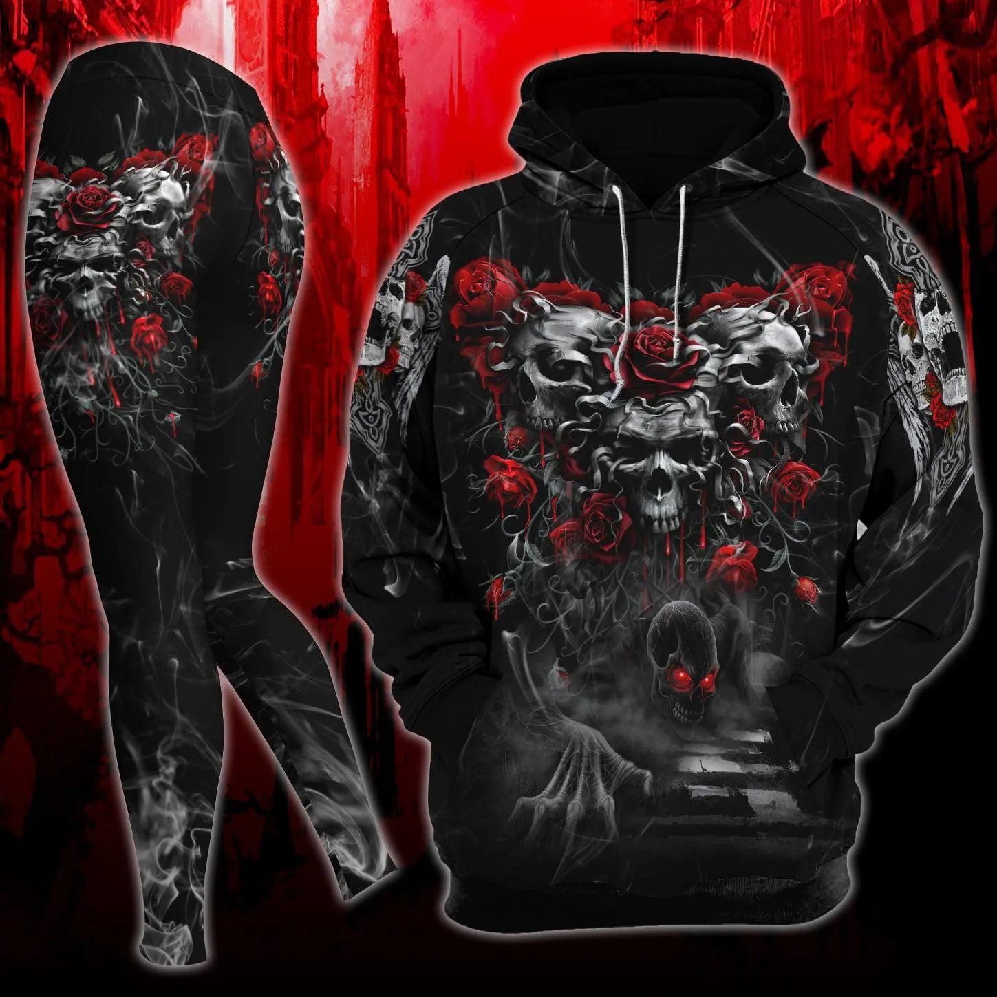 Skull Death Rose Combo Hoodie and Leggings