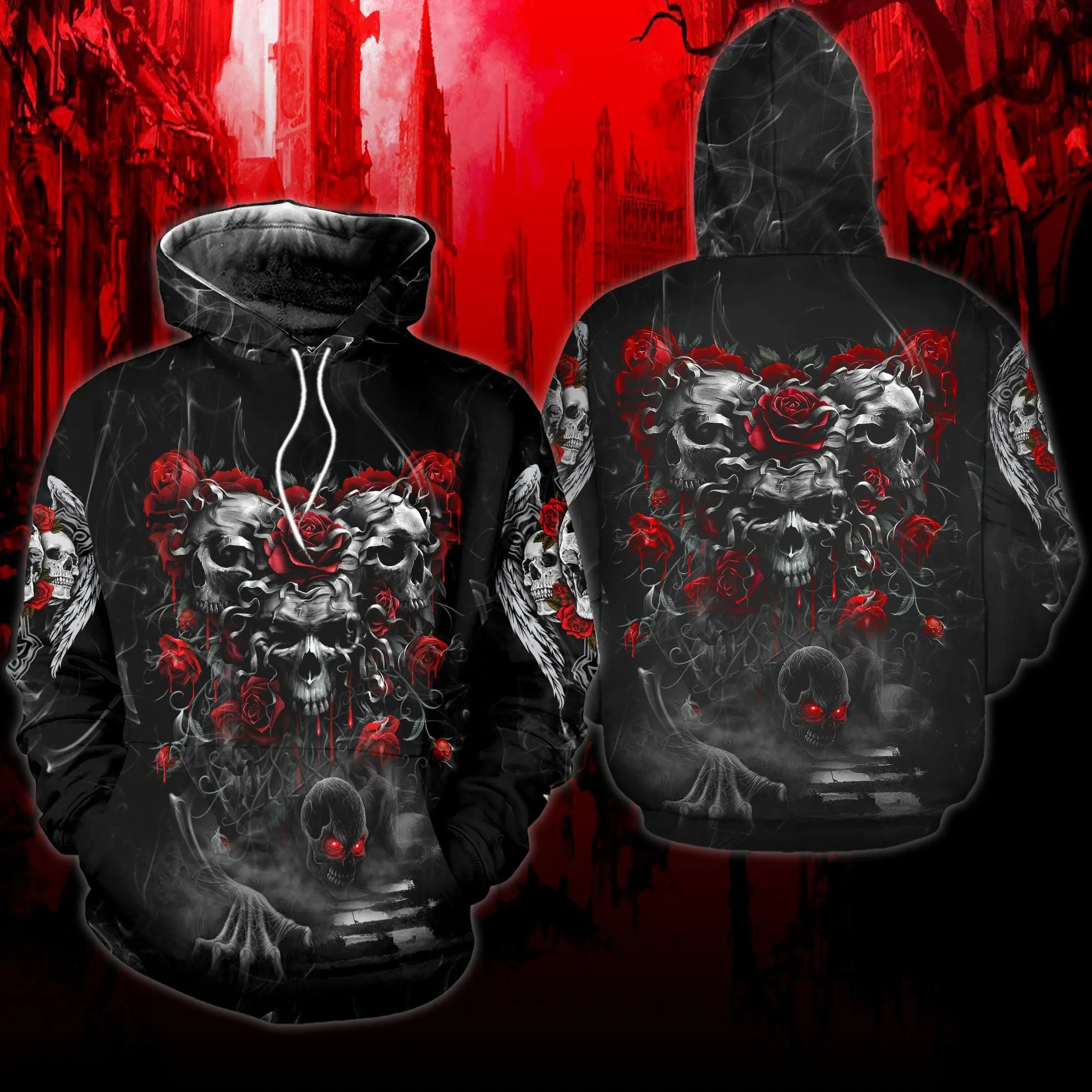 Skull Death Rose Combo Hoodie and Leggings