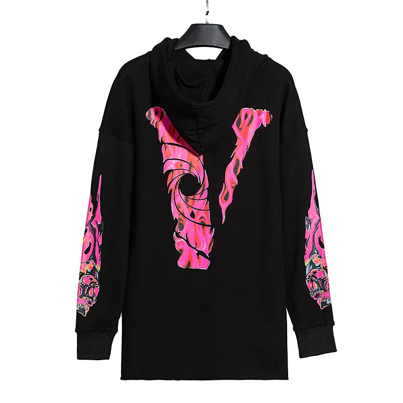 Skull Vlone Hoodie Skull Print Men's and Women's Coats Hooded Sweater