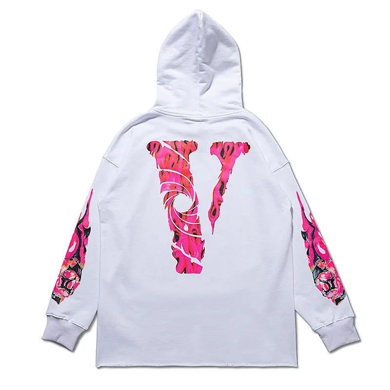 Skull Vlone Hoodie Skull Print Men's and Women's Coats Hooded Sweater