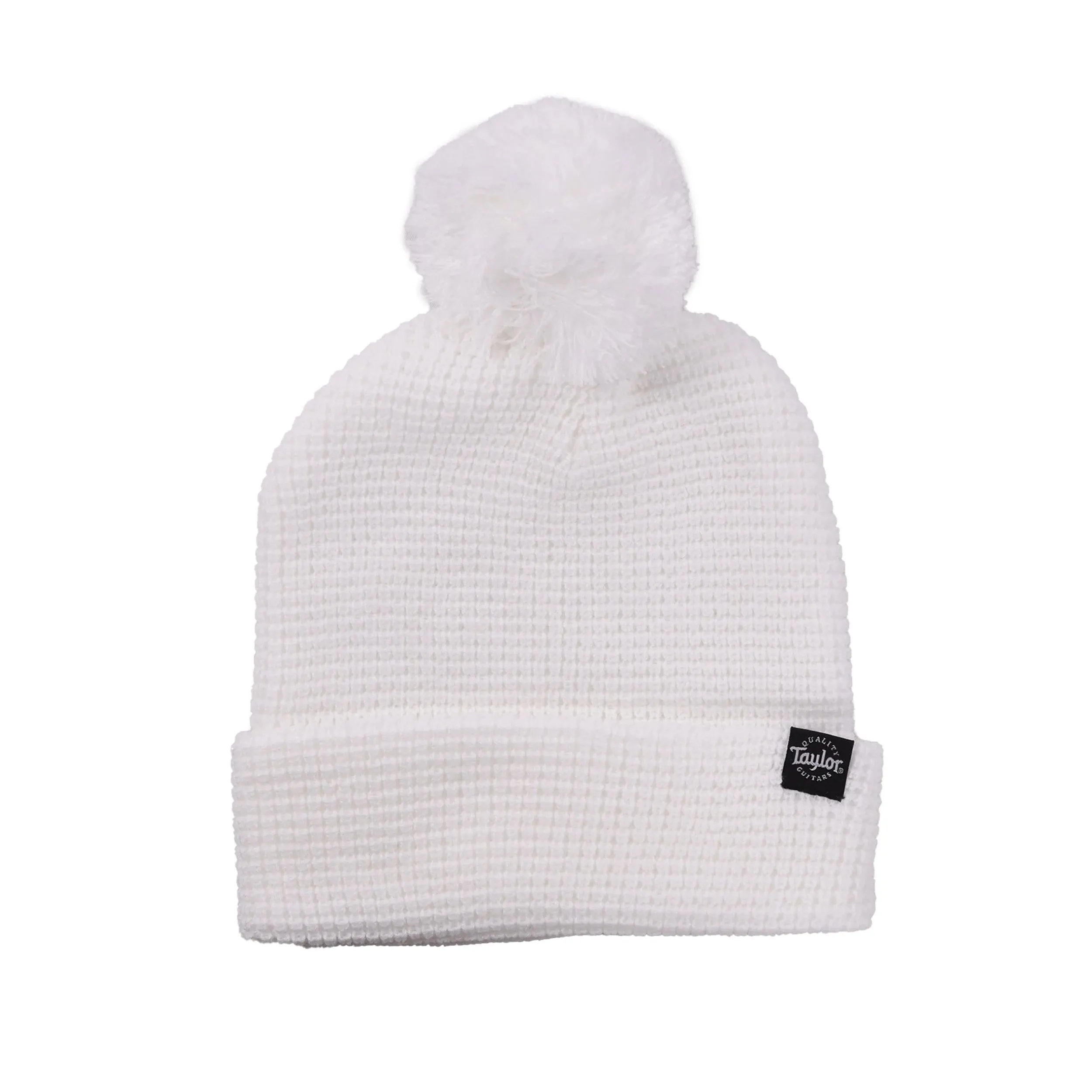 Taylor Pom Beanie Waffle Knit White