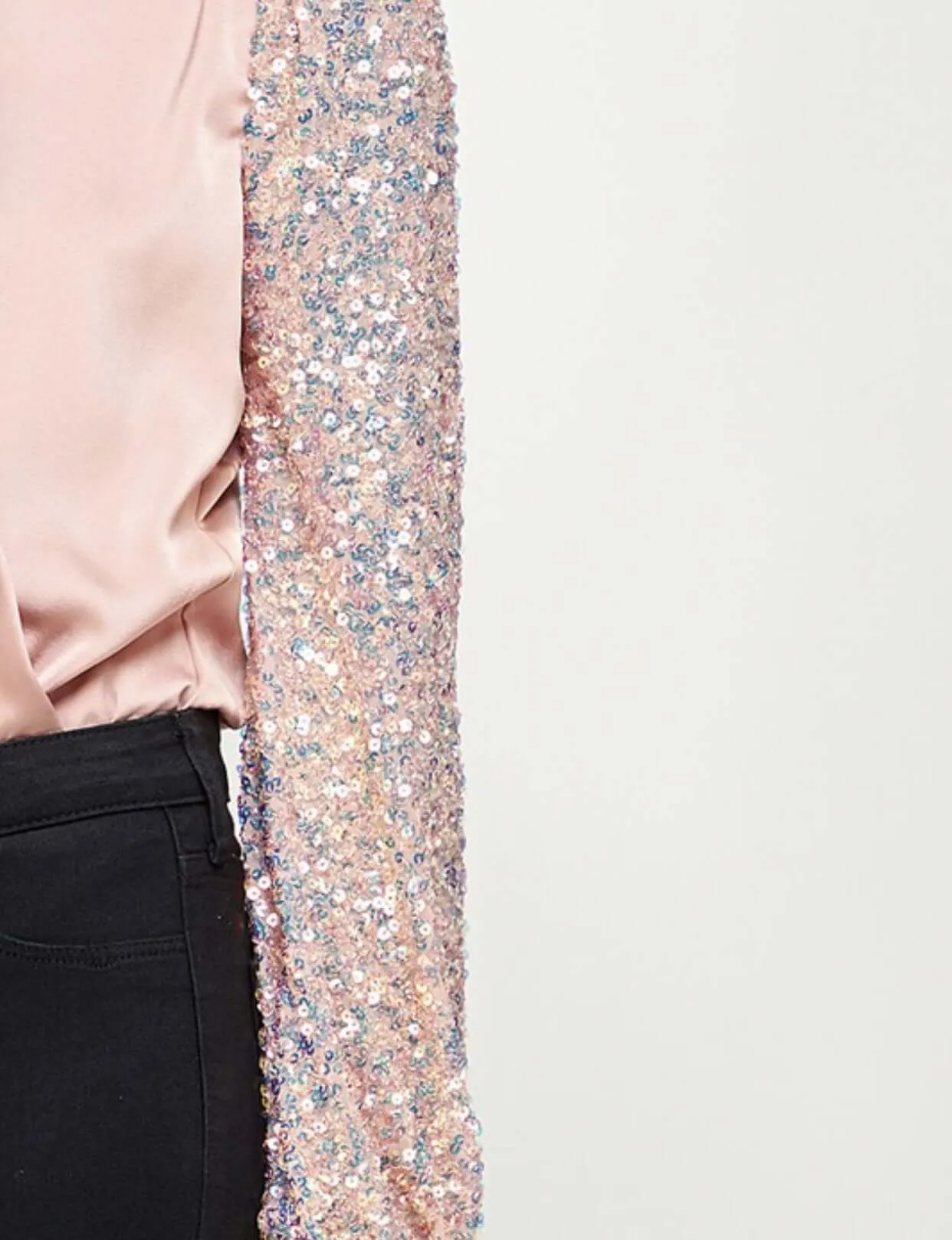 The Natalie Bodysuit: Pink Sequin Sleeve Bodysuit