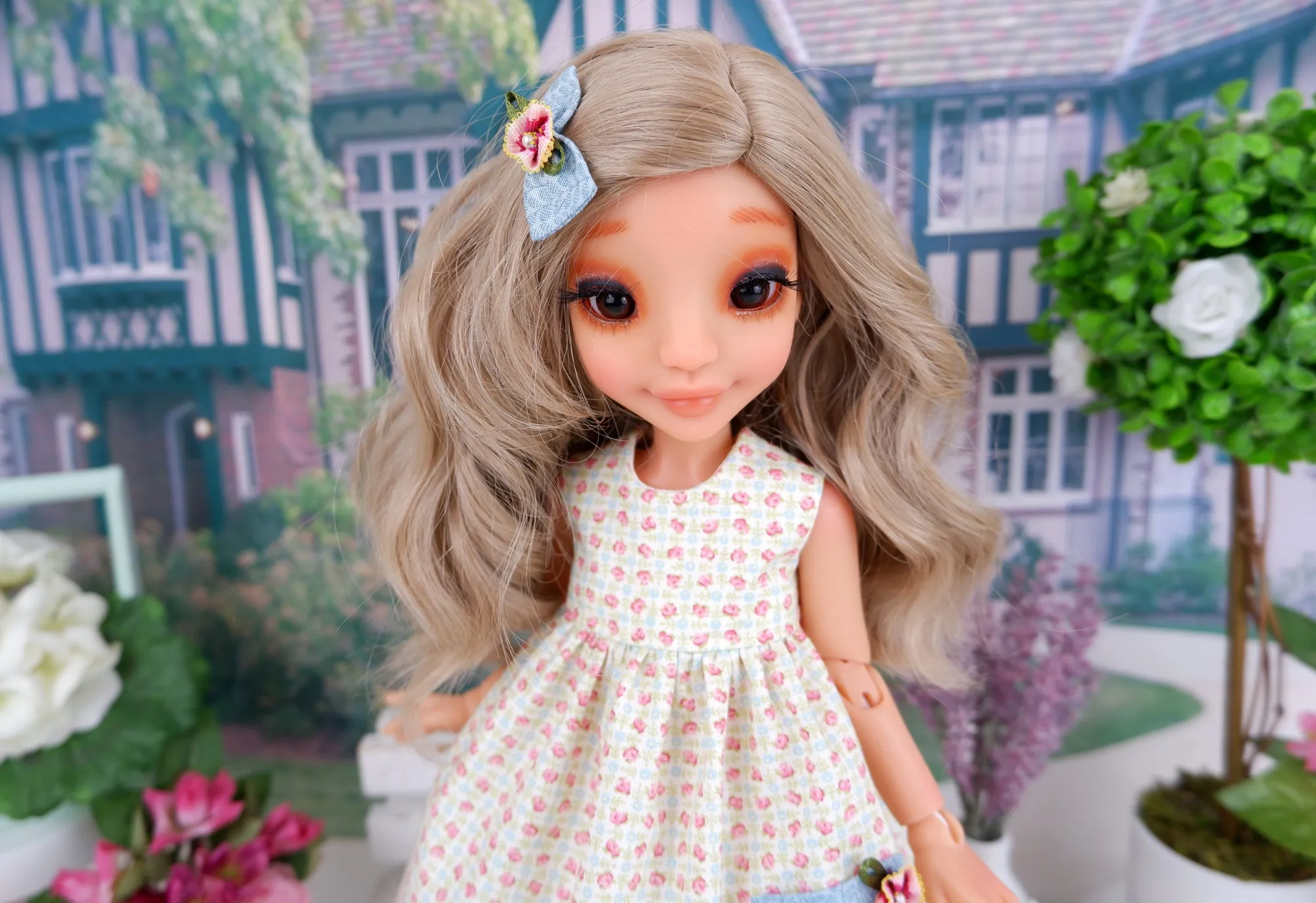 Tiny Rose Grid - dress with shoes for Ava BJD
