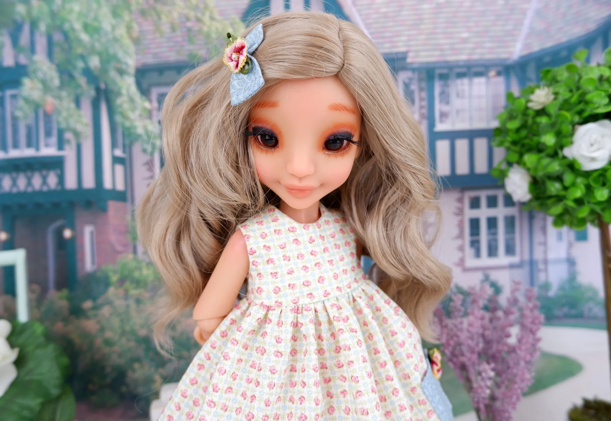 Tiny Rose Grid - dress with shoes for Ava BJD
