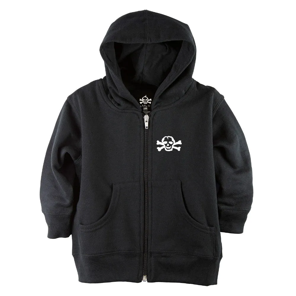 White Scribble Skull Front Zipper Toddler Hoodie