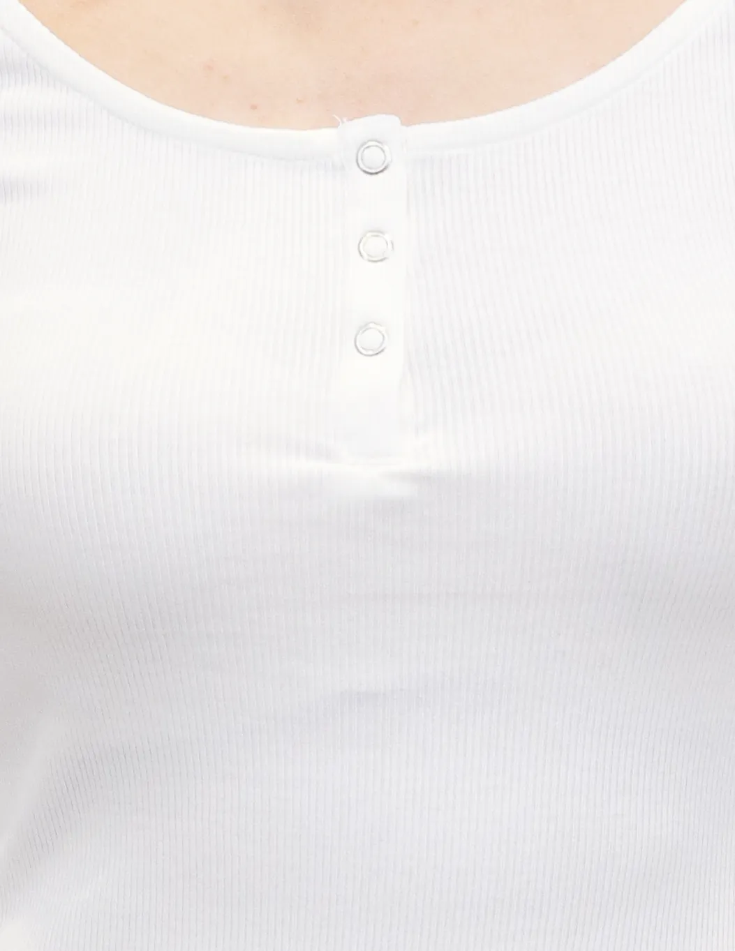 Women White Henley Neck T Shirt