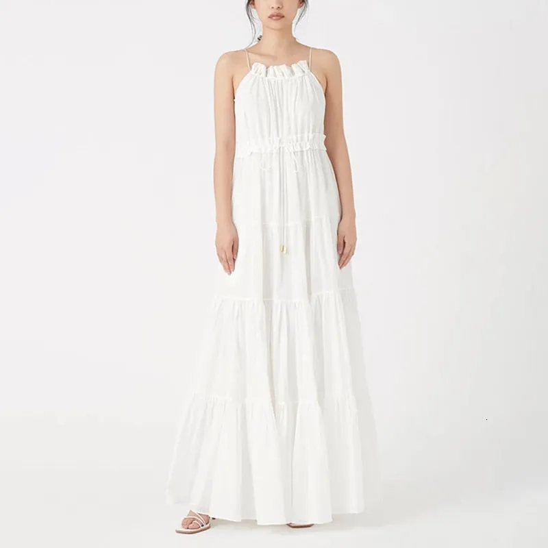 Women's Summer Loose High-Waist Long Dress With Ruffles