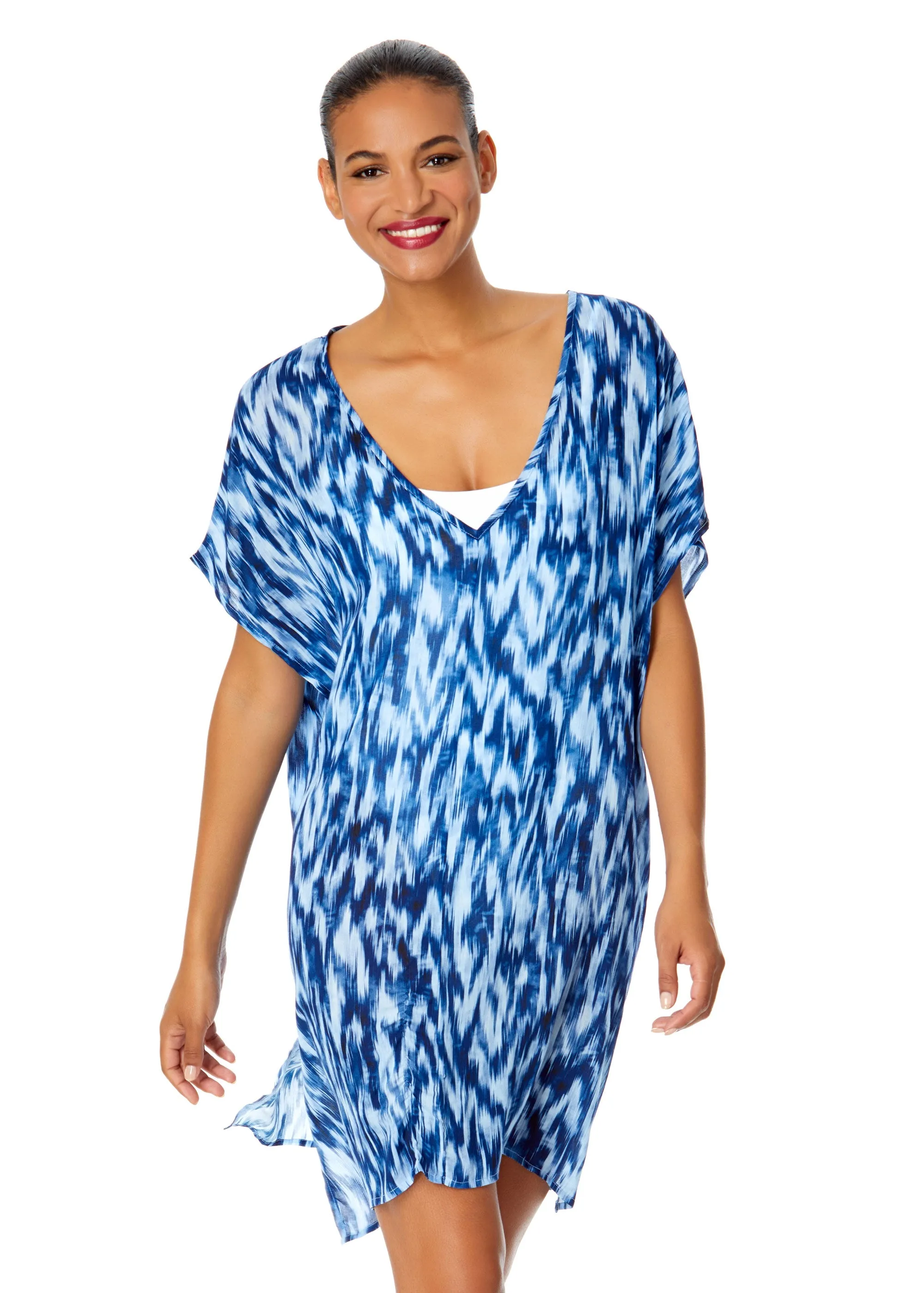 Women's Tie Dye Ikat Easy Tunic Swimsuit Cover Up