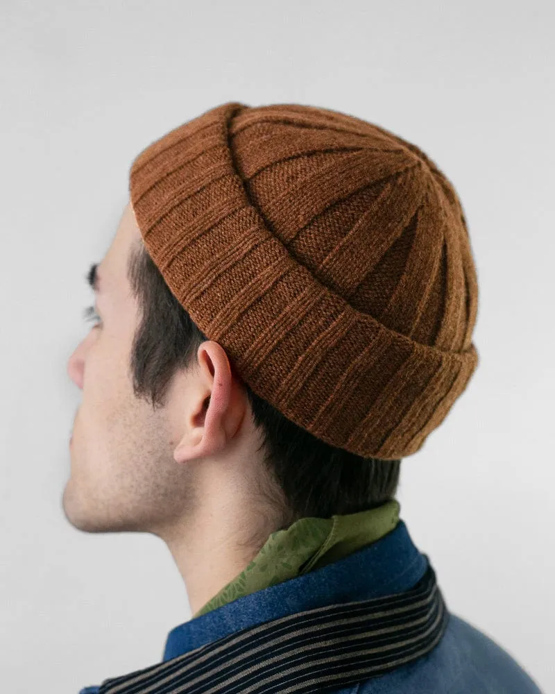 Wool Knit Cap, Brown - 8"