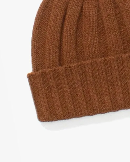 Wool Knit Cap, Brown - 8"
