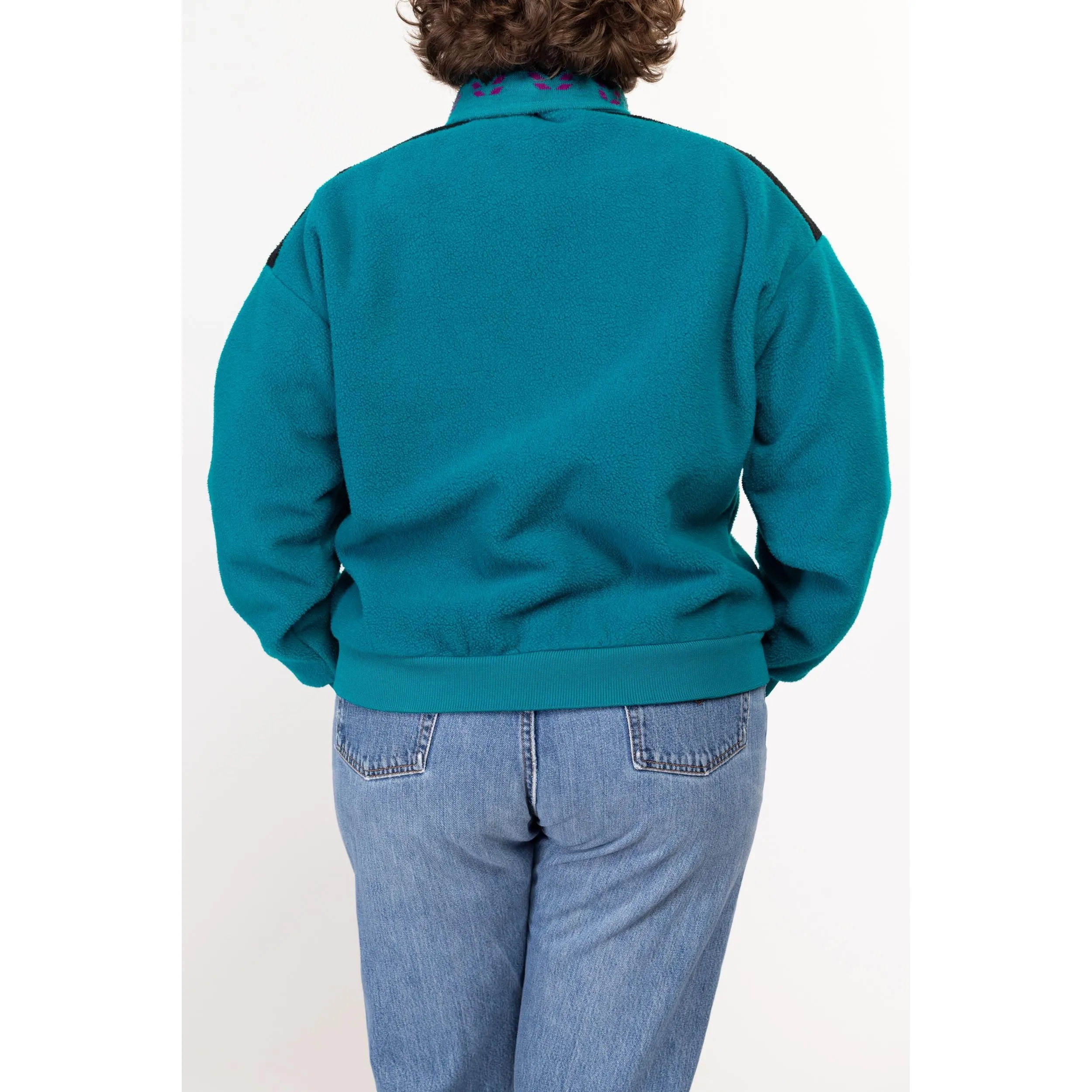 XL 90s Columbia Teal Fleece Cropped Jacket