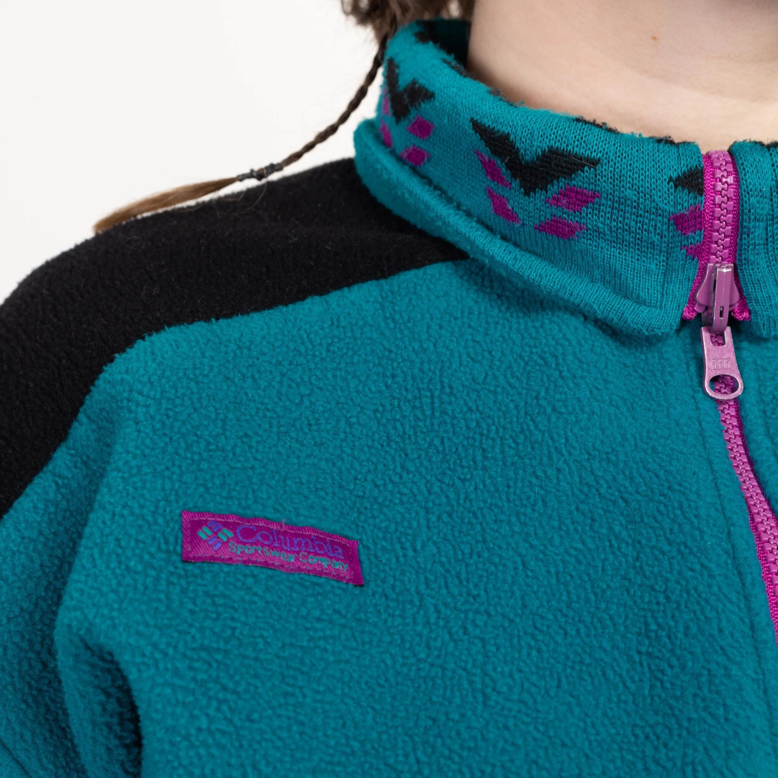 XL 90s Columbia Teal Fleece Cropped Jacket