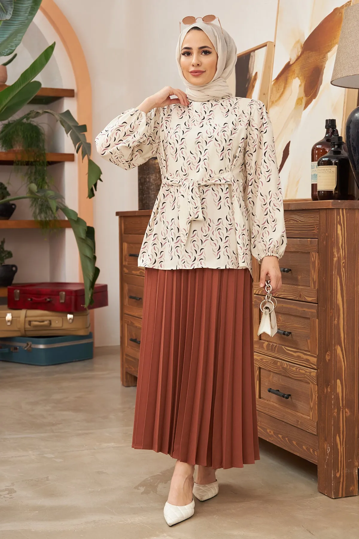 ZRF Women Patterned Skirt Suit - Ecru - Haarlem