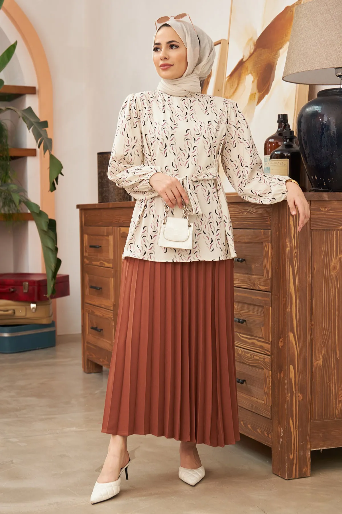 ZRF Women Patterned Skirt Suit - Ecru - Haarlem